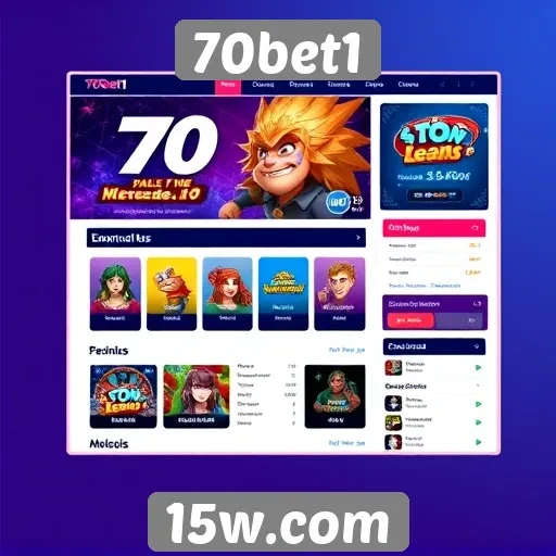 Análise da interface do usuário do site 70bet1